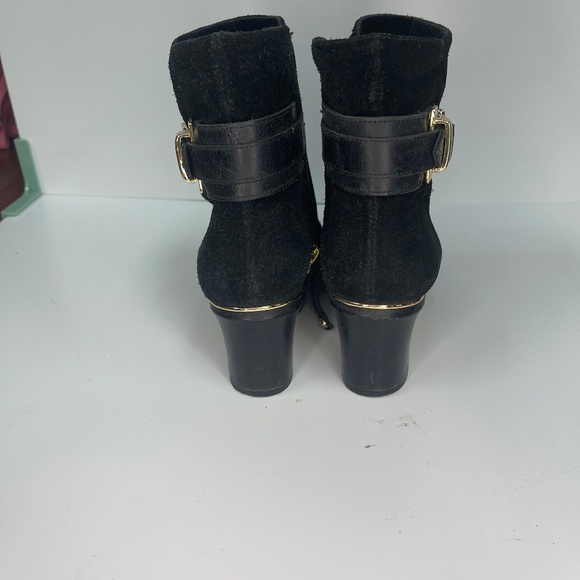 Women’s Suede Joan & David Black Booties with Gold Buckle Size 5.5 - Picture 4 of 9